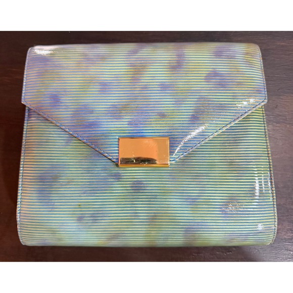 Timothy Hitsman Handbags - Vintage Y2K Timothy Hitsman Vintage Iridescent Striped Clutch Bag w/GChain Strap